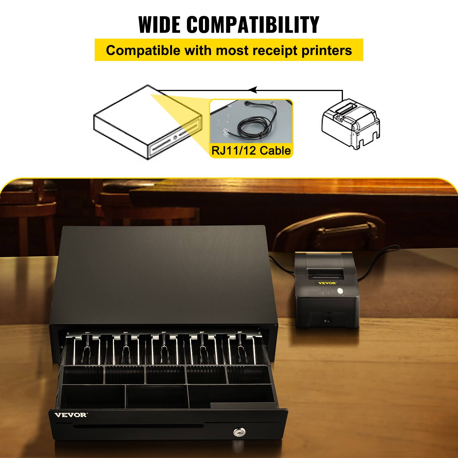 WIDE COMPATIBILITY  
Compatible with most receipt printers  
RJ11/12 Cable