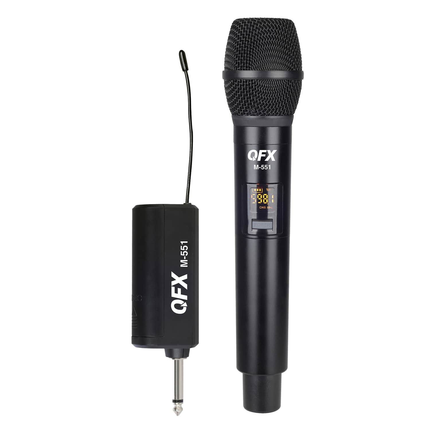 QFX - M-551 M-551 16-channel Uhf Multi-frequency Microphone System With Handheld Microphone And Plug-in Receiver - Black