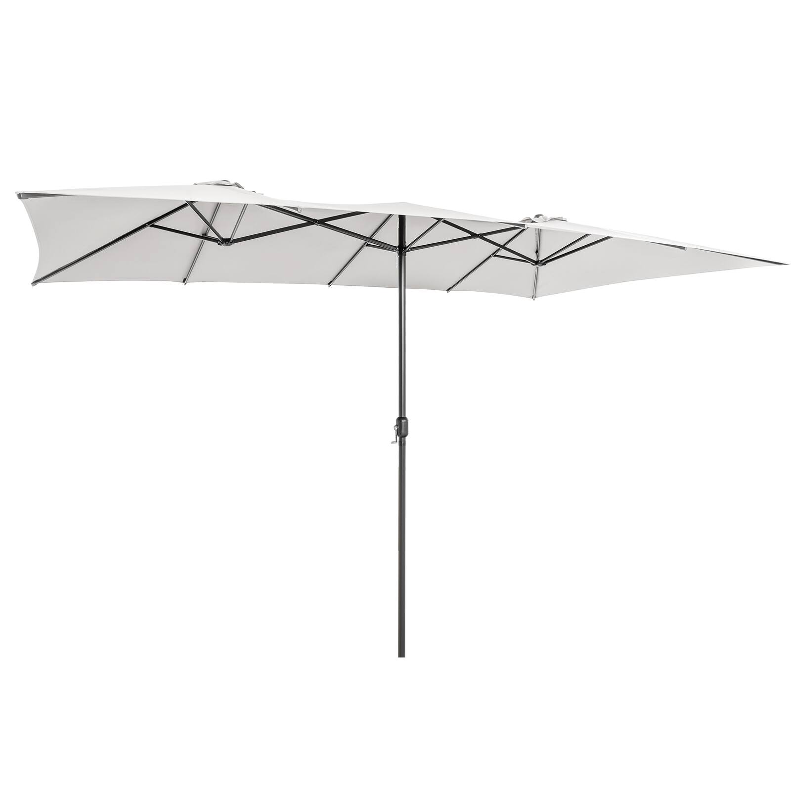 Alt View 1. Gymax - Gymax 15FT Double-Sided Market Umbrella Large Crank Handle Vented Twin Patio Beige - Beige.