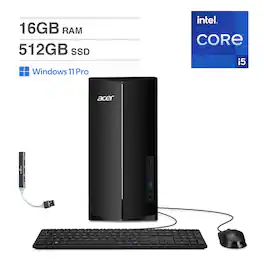 Acer - Aspire Desktop (i5-14400, 16GB, 512GB SSD, UHD, Win 11 Pro ) - Black
