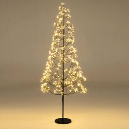 Costway - 6 FT Lighted Alpine Tree with 1500 White LED Lights, Weighted Base for Christmas - Black