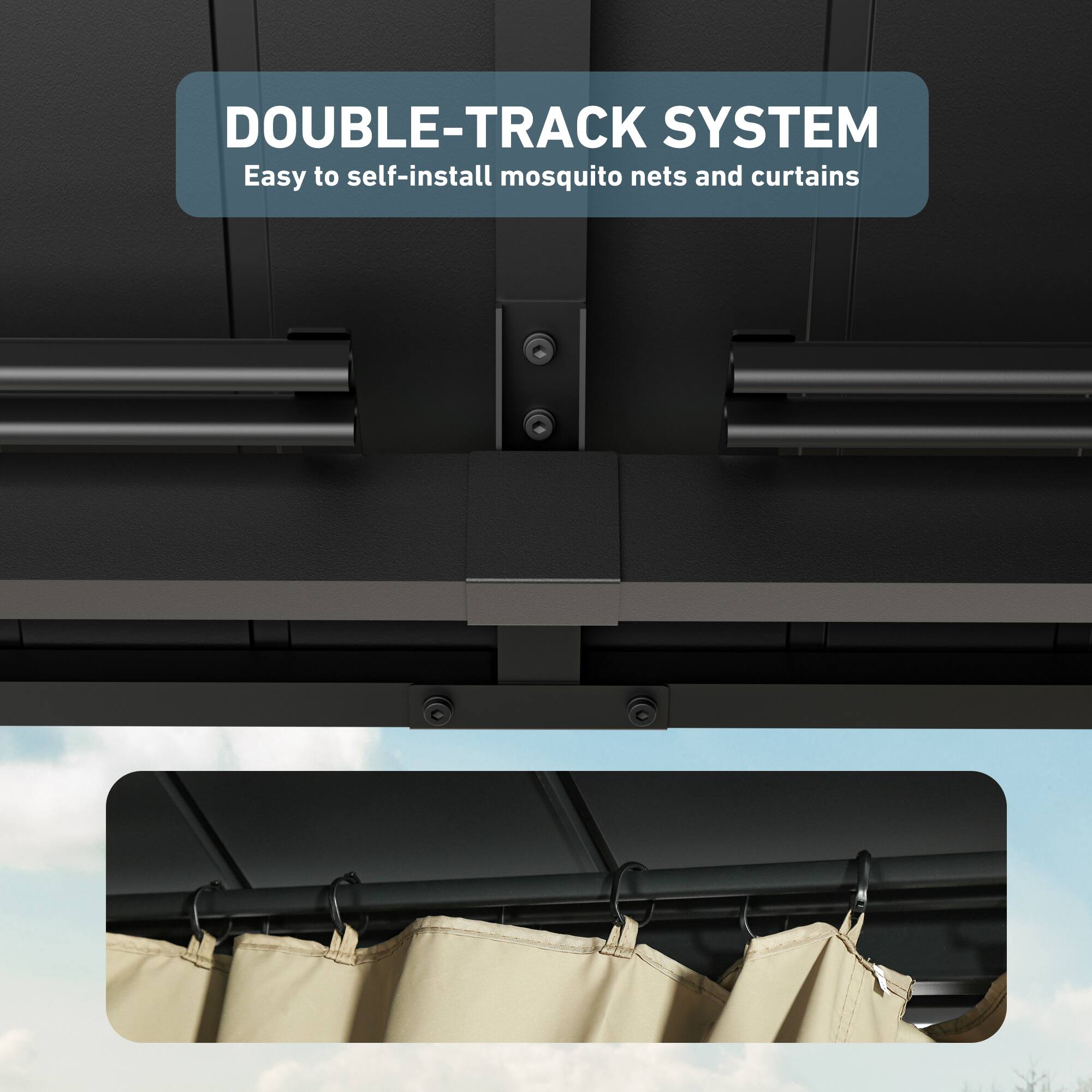 DOUBLE-TRACK SYSTEM  
Easy to self-install mosquito nets and curtains