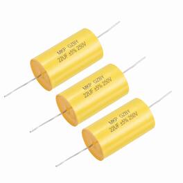 Unique Bargains - 3pcs 22uf Frequency Divider Capacitor, 250V Axial Audio Speaker Crossover MKP Film Capacitor - Yellow