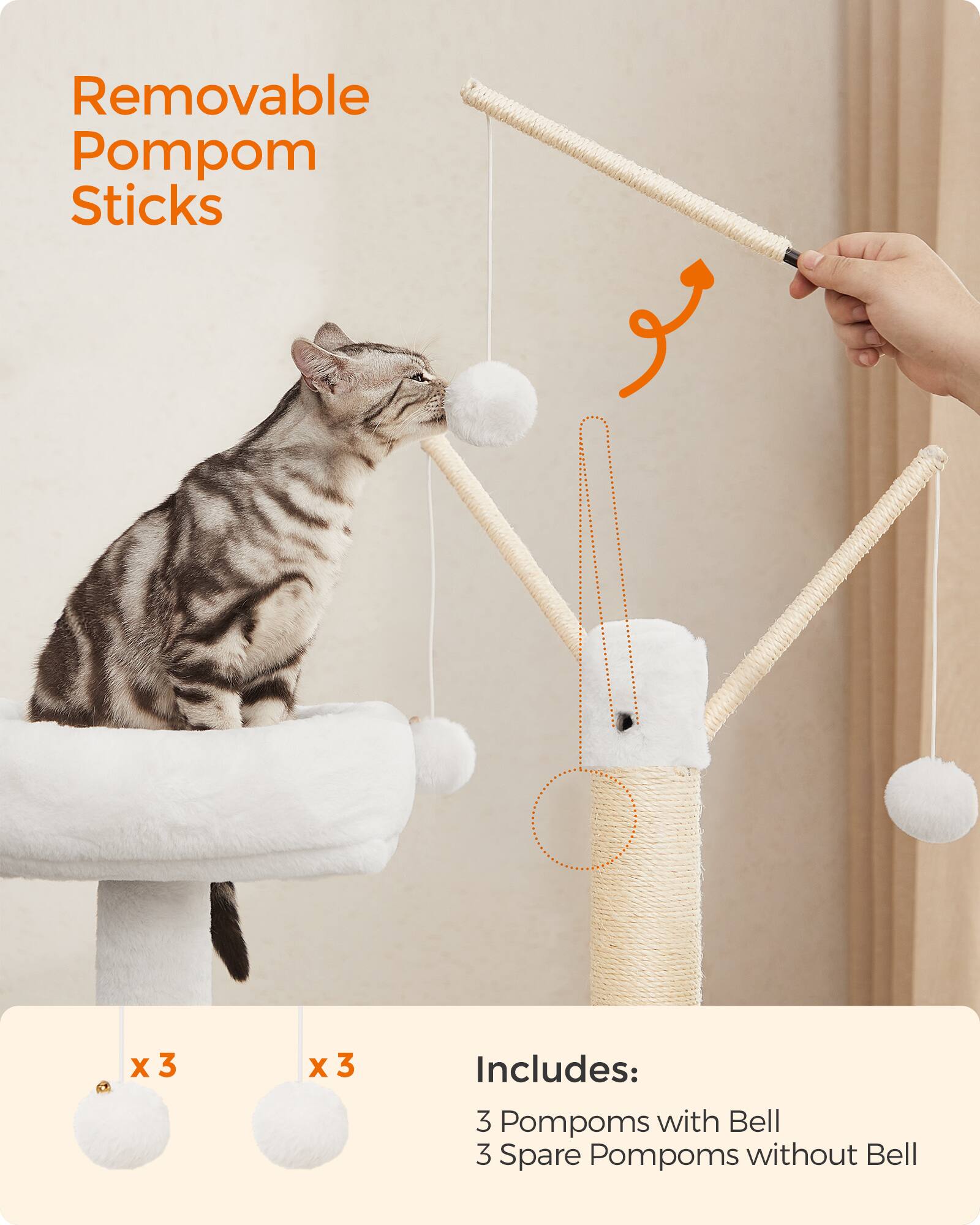 Removable Pompom Sticks

x3
x3

Includes: 3 Pompoms with Bell, 3 Spare Pompoms without Bell