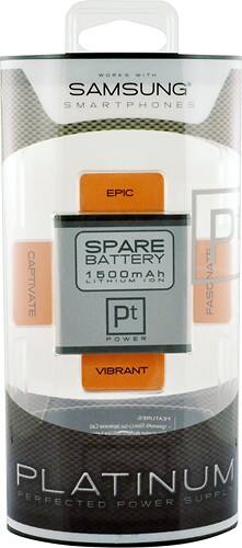 Front Standard. Platinum Series - Lithium-Polymer Battery for Samsung Galaxy S Mobile Phones.
