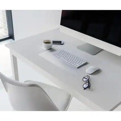 Front. Floortex - Desktex® Crystal Clear Vinyl Rectangular Desk Pad - 20" x 36" - Clear.