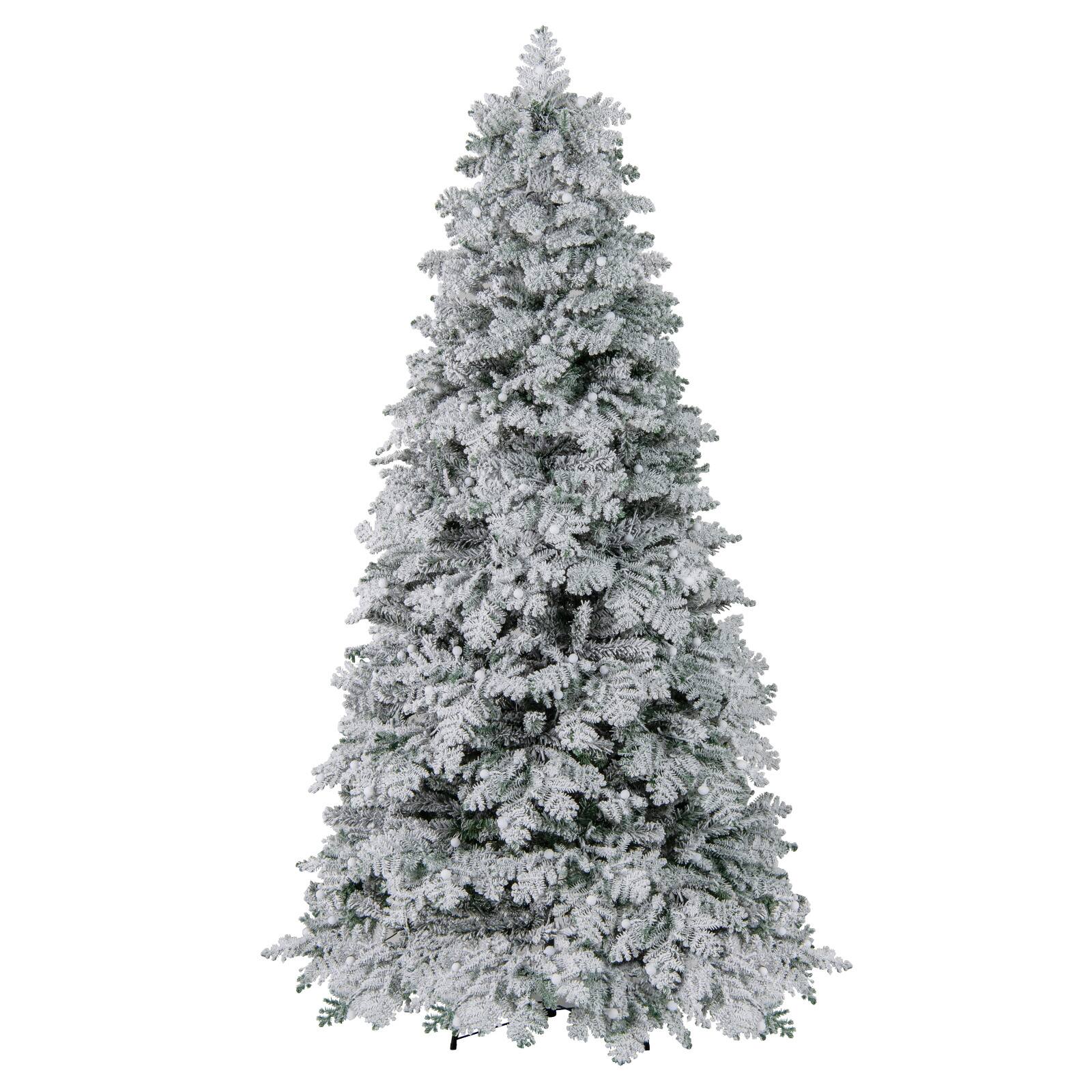 Alt View 6. Gymax - Gymax 7 FT Pre-Lit Artificial Christmas Tree Hinged Snow Flocked Xmas Tree w/ 806 Mixed Branch Tips - Green, White.
