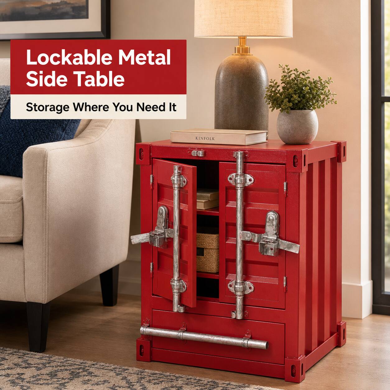Lockable Metal Side Table  
Storage Where You Need It  
KINFOLK
