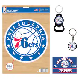 WinCraft - Philadelphia 76ers 4-Pack Key Rings and Magnets Set - Multicolor