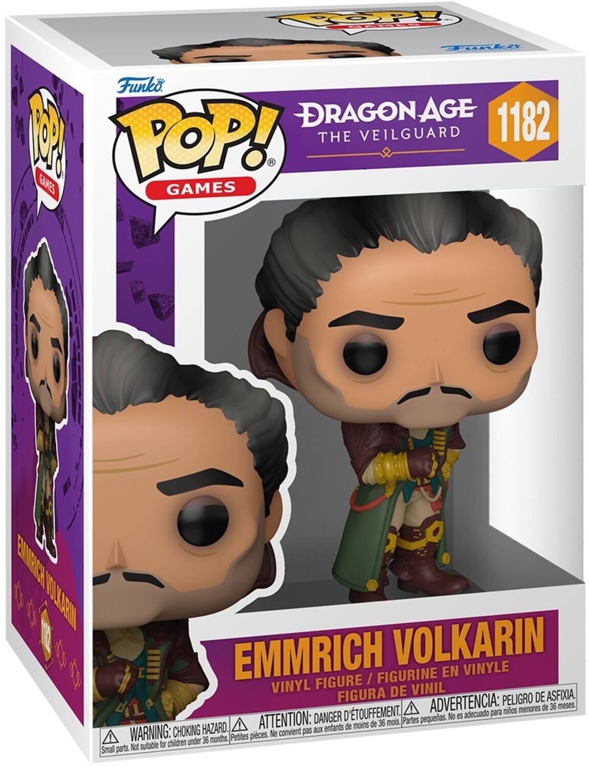 HPY onki Funko. DRAGONAGE AGE 1182 1 POP! H THE VEILGUARD GAMES GAMES EREE 0  D E EMMRICH VOLKARIN 1 FIGURINE EN VINYLE FIGURE / VINYL DE VINIL FIGURA ADVERTENCIA: PELIGRO DE ASFIXIA. menores de 36 meses. D'TOUFFEMENT. adecuado para ninos ATTENTION: DANGER petites. No es moins de 36 mois, Partes HAZARD. Bux enfants de WARNING: CHOKING Petites pieces. Ne convient pas for children under 36 months, Smal parts. Not suitable
