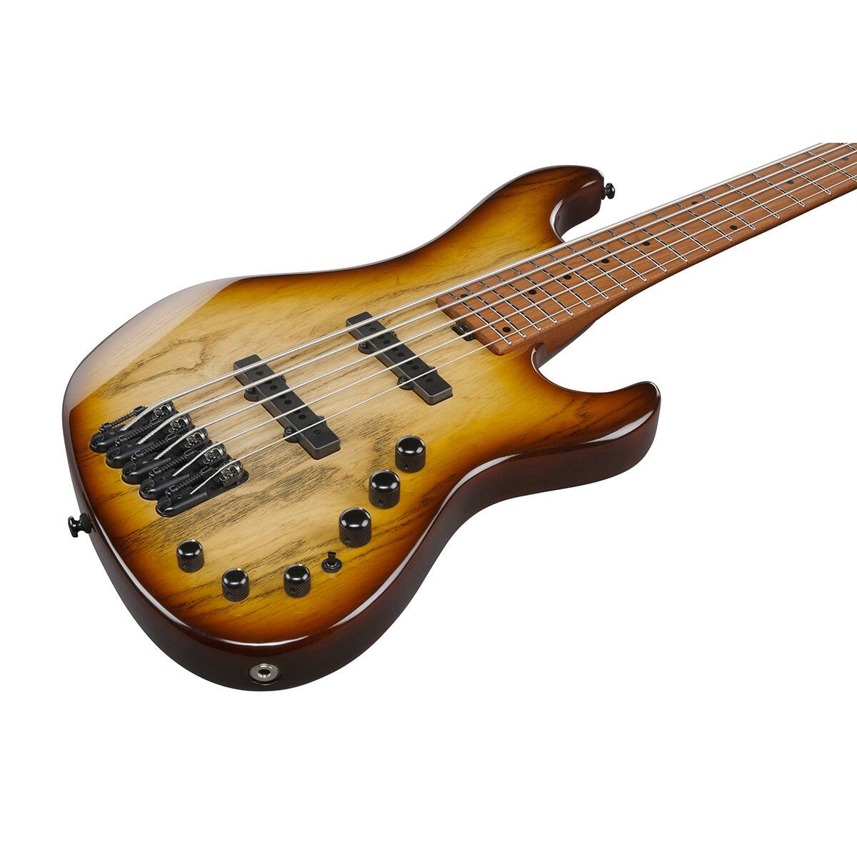 Alt View 5. Ibanez - Ibanez MDM Mode Series MDM1305 5-String Electric Bass Guitar, Natural Stained Amber Burst.