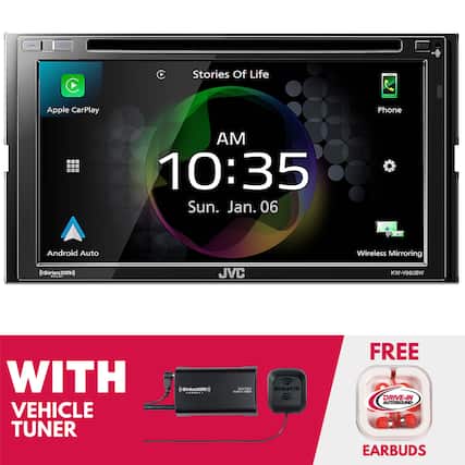 Stories Of Life
AM 10:35
Sun. Jan. 06
Apple CarPlay
Android Auto
Wireless Mirroring
SiriusXM
JVC KW-V960BW
WITH VEHICLE TUNER
FREE
EARBUDS
DRIVE-IN AUTOSOUND