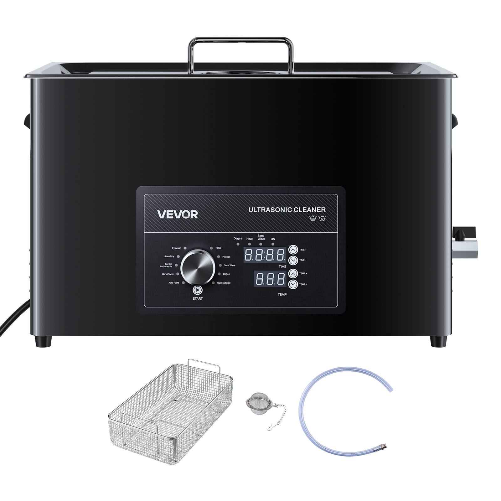 VEVOR  
ULTRASONIC CLEANER  
Lymosal 0 Jovethe's DRIDA 0 Instruneria KandCok AUTIVE  
START  
Seni Degas AR - ON # 0 0  YOU M: 0 Resdes 88.8 M IaniViam TME degar TOP - Use-Calored 8.8.8 TOD TEMP