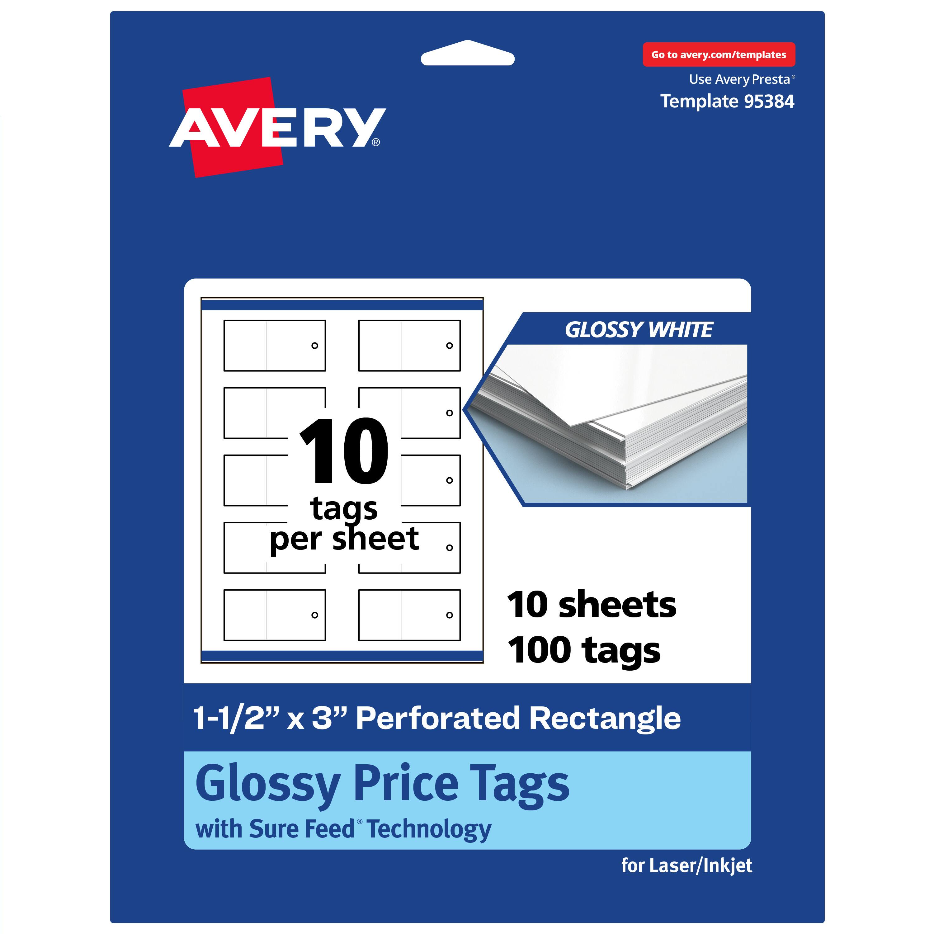 "Avery - Perforated Price Tags, 1-1/2"" x 3"", Glossy 100 Total - White" price history on PriceWatchPro