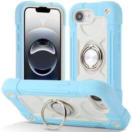 UUCOVER - Rugged Protective Case for iPhone 17e / iPhone 16e,Shockproof Double Ring Stand Case Heavy Duty Silicone +PC Back Cover - Lightblue