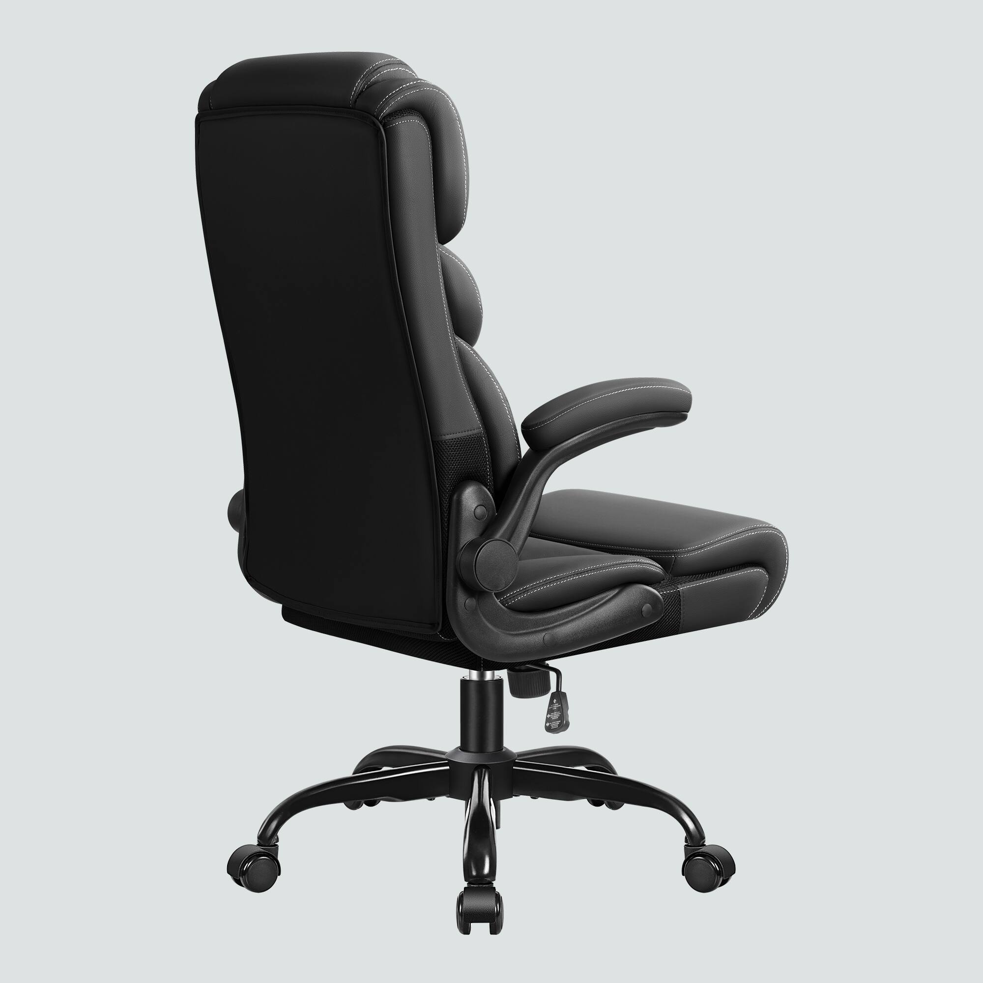 Back. Brick Attic - Office Chair, Ergonomic Computer Desk Chairs, Executive Leather Chair with Adjustable Flip-up Armrests, Rocking Function - Black.