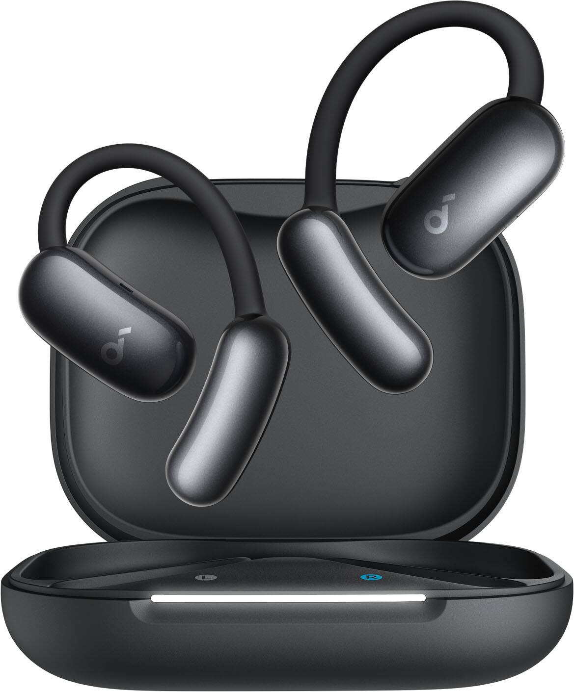 Alt View 2. Soundcore - by Anker AeroFit 2 A.I. Assistant Open-Ear Bluetooth Headphones with Real-Time Translation and Adjustable Ear Hooks - Obsidian Black.