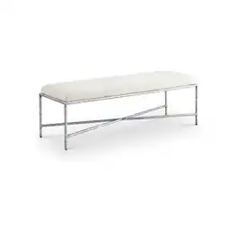 Meridian Furniture - Valley Cream Chenille Fabric Bench - Beige