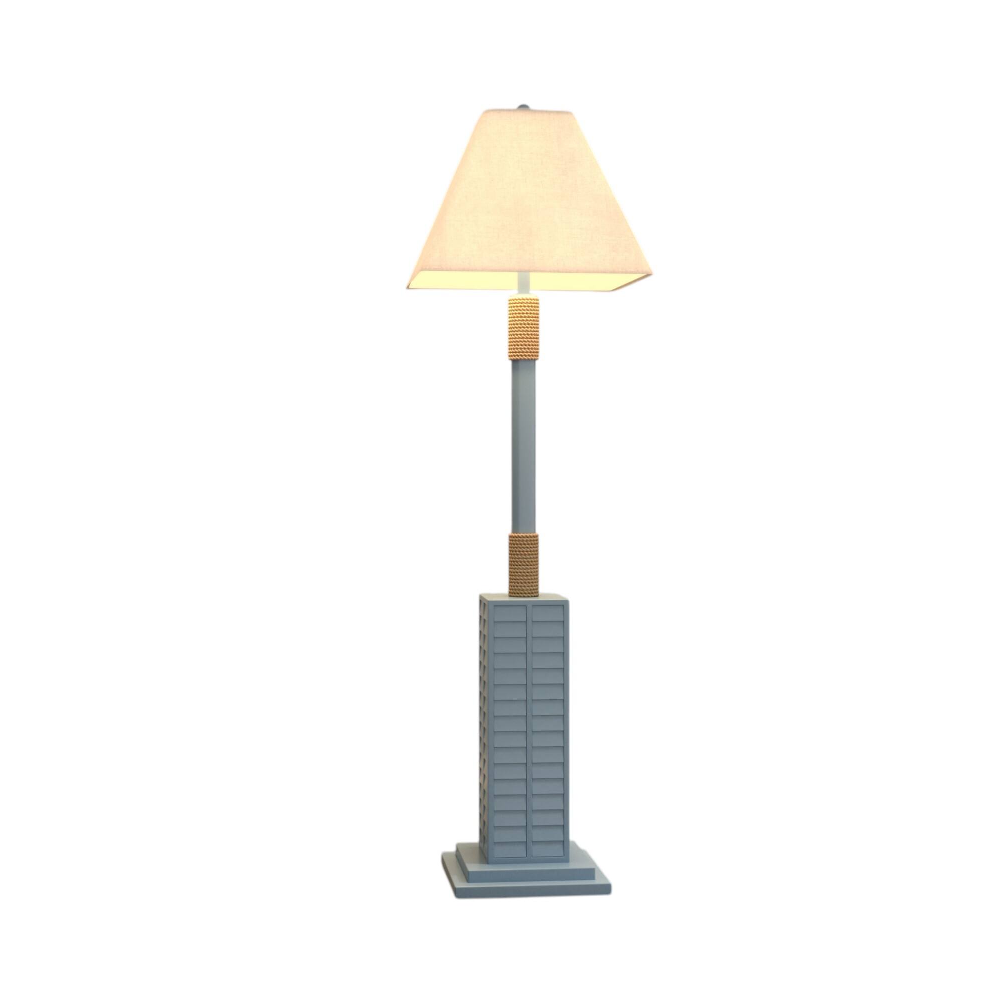Left. Hivvago - Hivvago 63 Inch Light Blue Polyresin Floor Lamp With Tan Linen Shade - Light Blue.