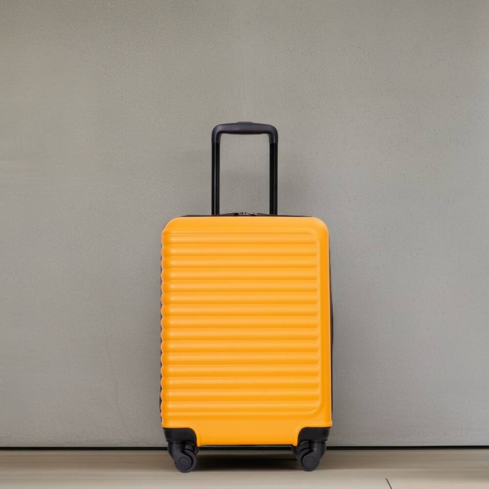 Angle. BreeBe - Lightweight 20' Carry On Luggage, Spinner Wheels, ABS, Compact Size - Orange.