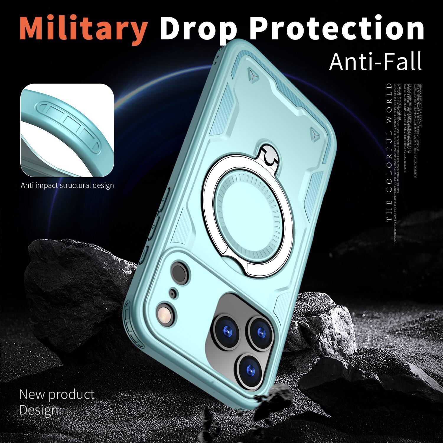 Military Drop Protection Anti-Fall

Anti impact structural design

New product Design

THE COLORFUL WORLD