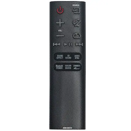 SOURCE + VOL SOUND 3D AUDIO EFFECT SOUND SYNC Bluetooth EQUALIZER DIMMER POWER WOOFER Anynet+ AH59-02631D