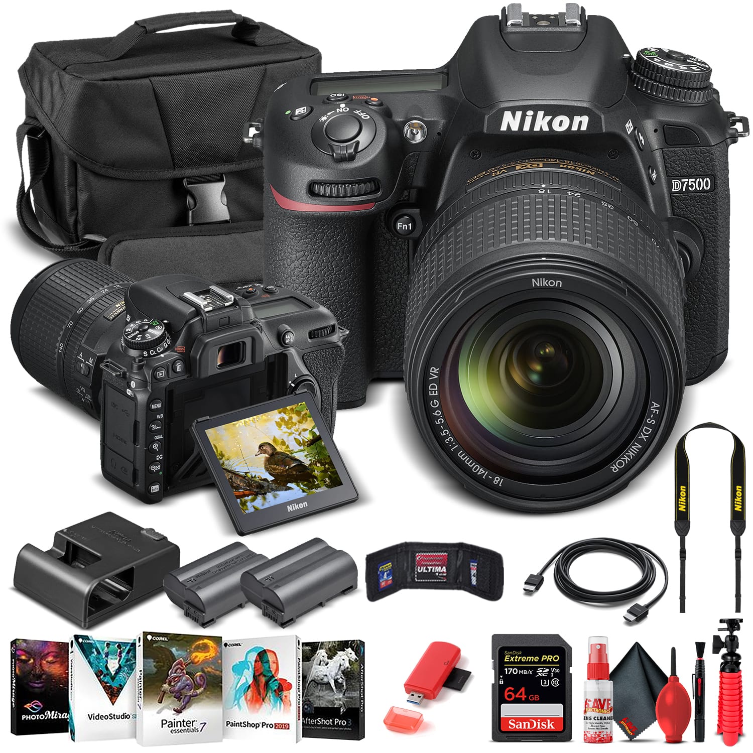 Nikon - D7500 DSLR Camera W/ 18-140mm Lens 1582 - Basic Bundle (International Version) - Black