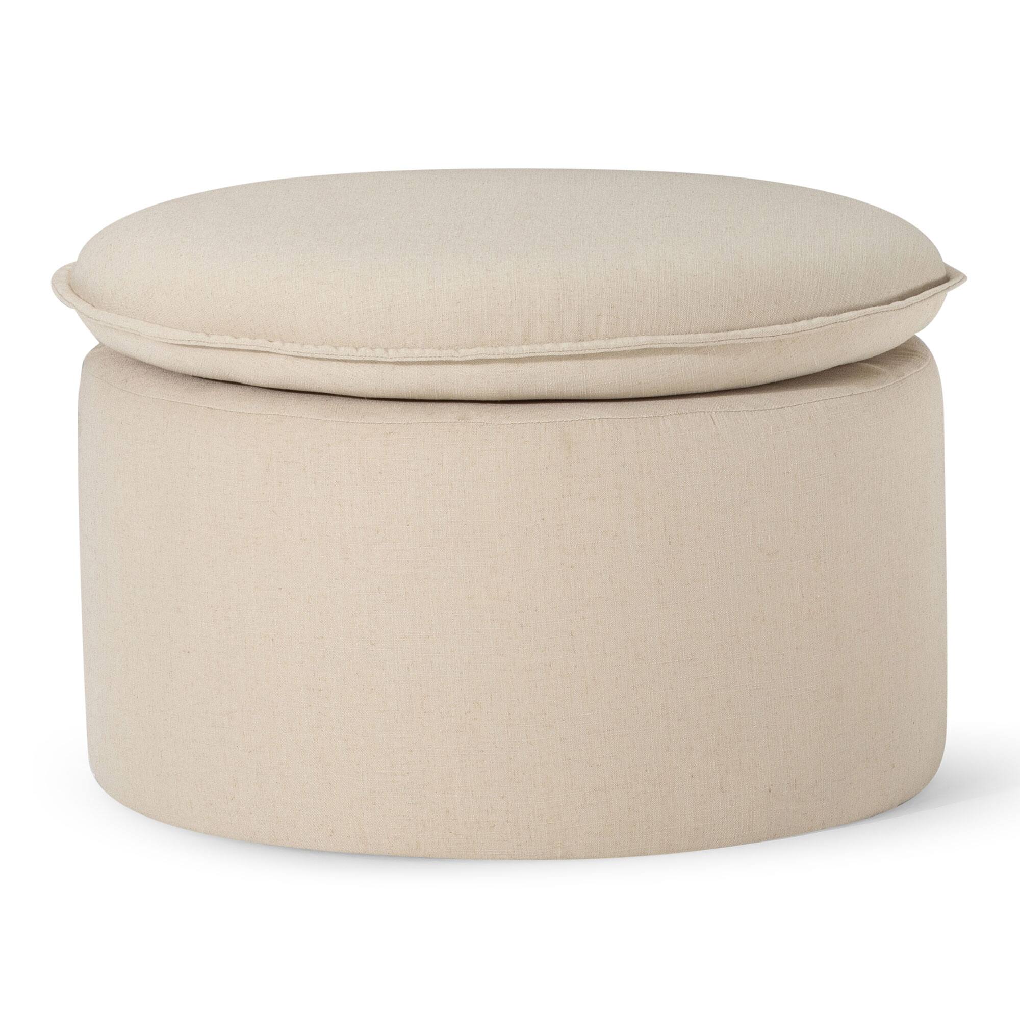 Front. Maven Lane - Maven Lane Lyra Contemporary Ottoman in Taupe Fabric Upholstery - Taupe.