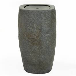 Sunnydaze - Cylinder Polystone Outdoor Bubble Fountain - Gray