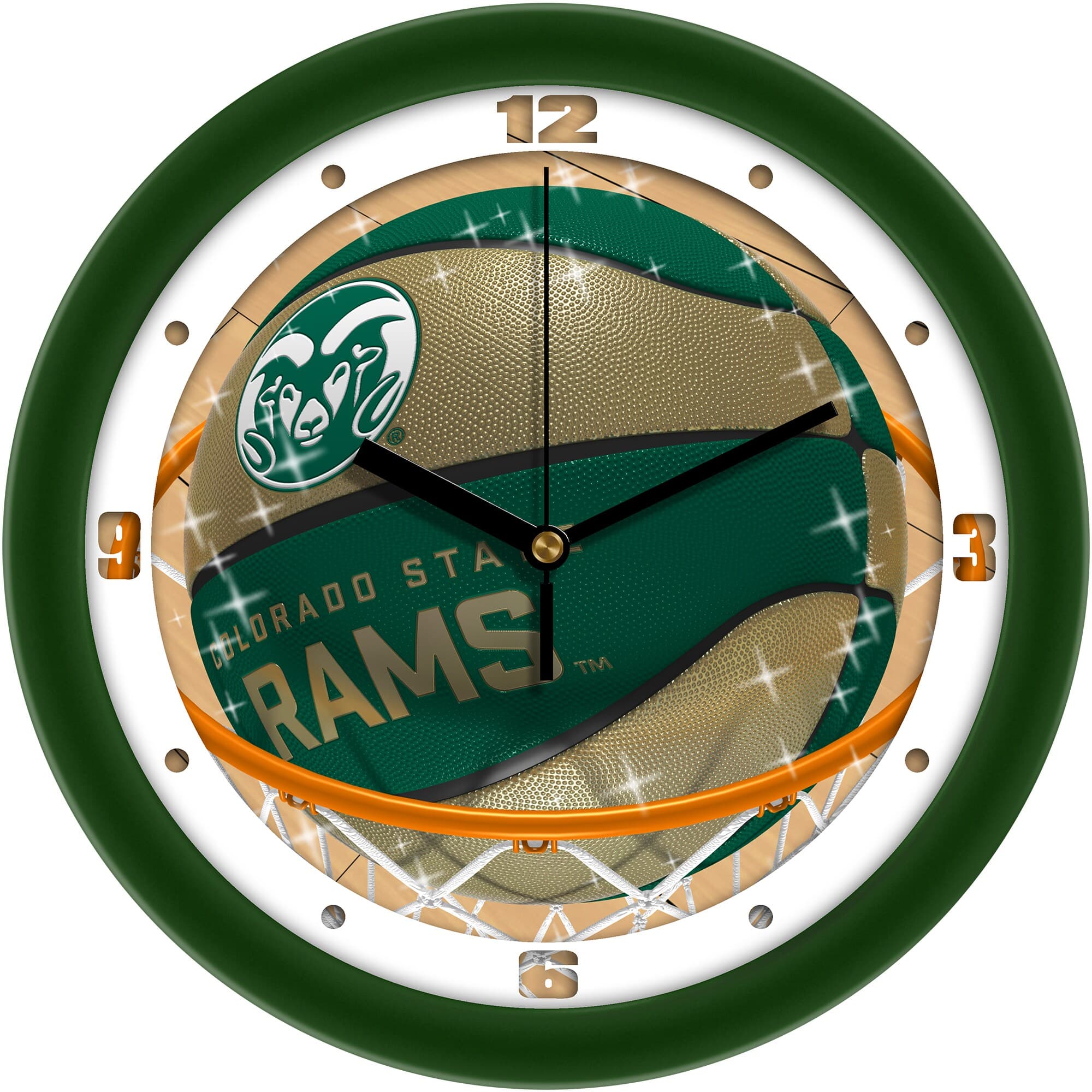 MpDirect - Colorado State Rams 11.5" Suntime Slam Dunk Wall Clock - Multicolor