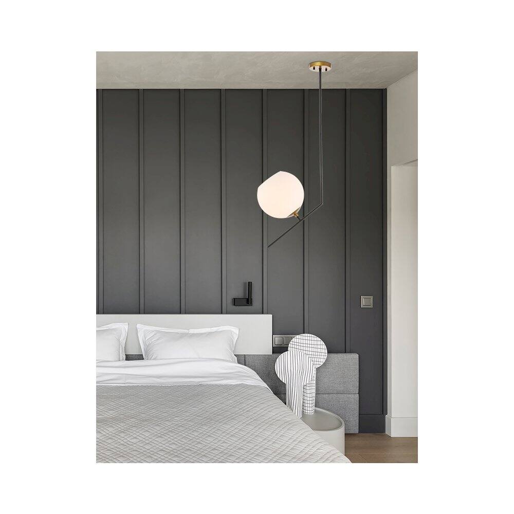 Alt View 10. Living District - Ryland 1 Light Black And Brass And Frosted White Glass Pendant - Black And Brass And Frosted White Glass.