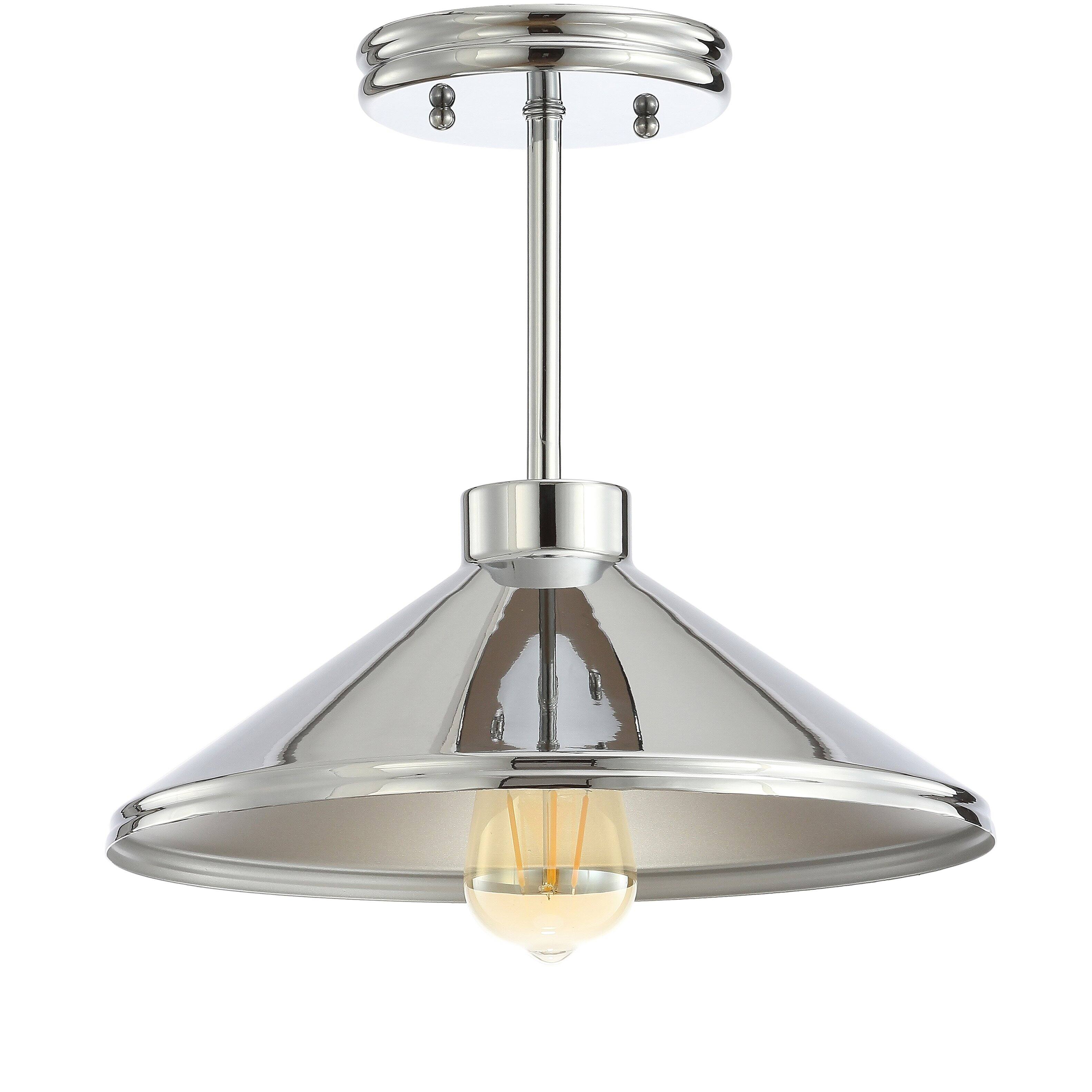 Alt View 7. Jonathan Y - Cisco 11.75" Iron Modern Farmhouse LED Semi Flush Mount, Chrome - Chrome.