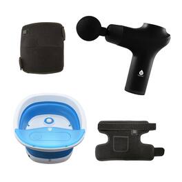 Pursonic - Home Recovery Essentials: Red Light Knee & Shoulder Pads, 3-Speed Massage Gun, & Collapsible Foot Spa