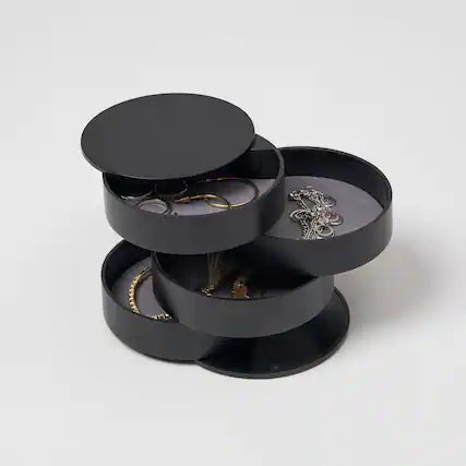 Front. Yamazaki Home - Stacked Jewelry Organizer - Black.