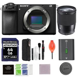 Bundle - Sony - Alpha a6700 Mirrorless Camera Body with Sigma 16mm f/1.4 DC DN Lens + 64GB Memory Card + More