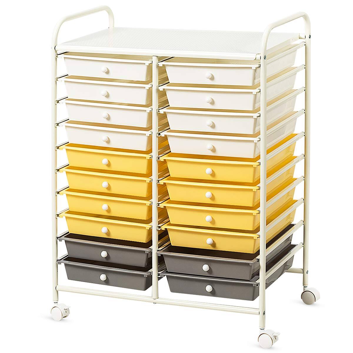 Front. Ecooso - 20-Drawer Rolling Storage Cart, Studio Craft Organizer with Wheels - Multicolored.