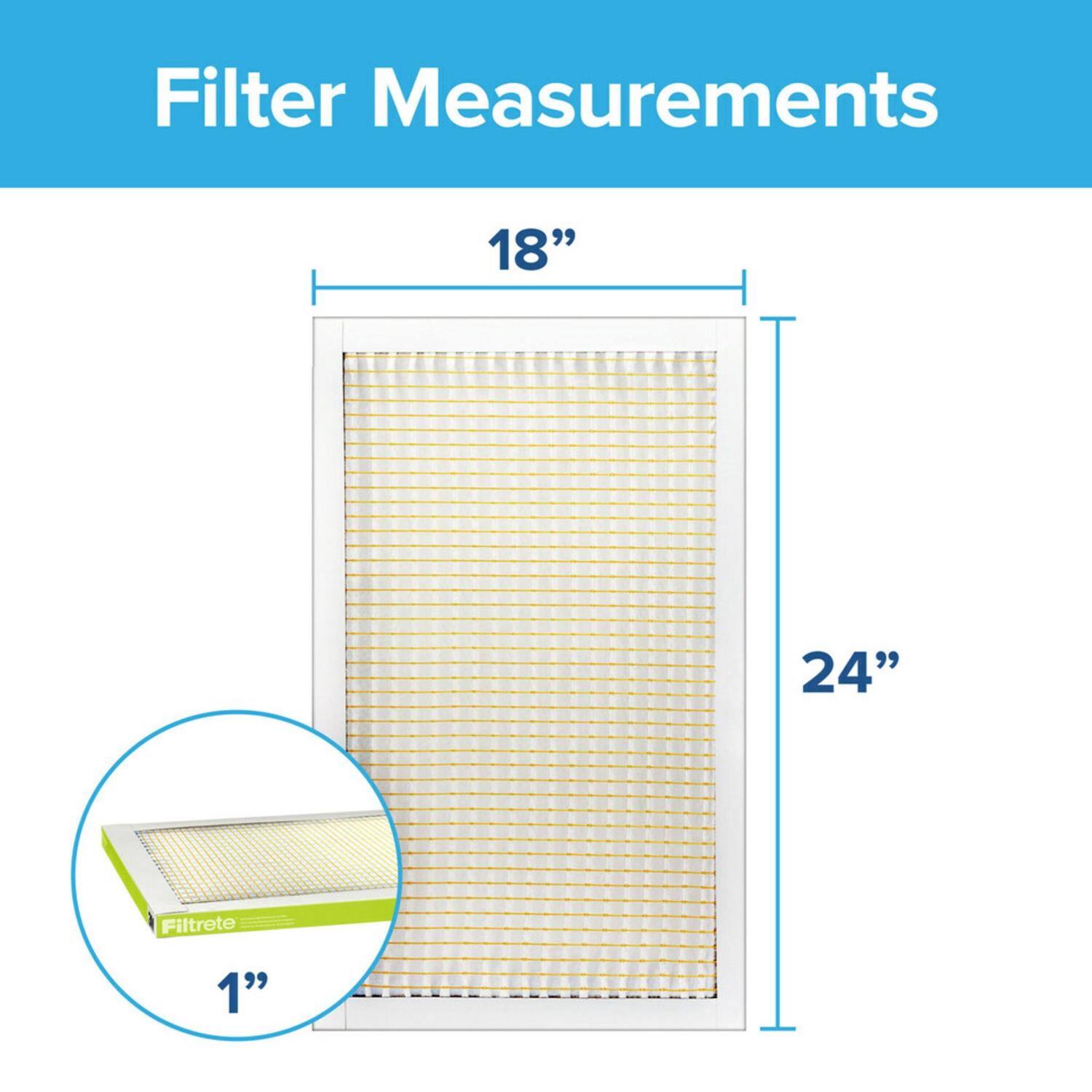 Filter Measurements  
18" x 24"  
Filtrete 1"