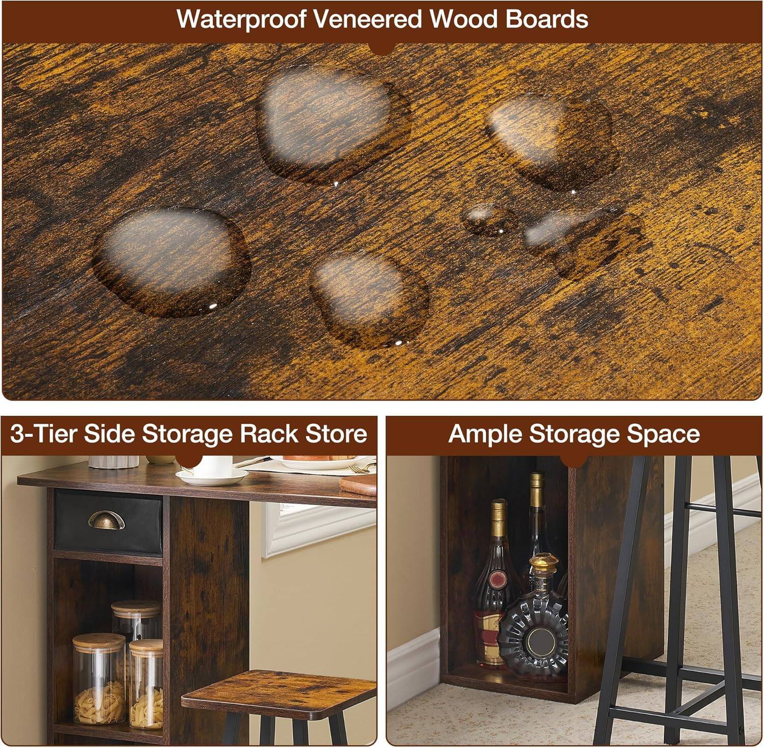 Waterproof Veneered Wood Boards

3-Tier Side Storage Rack Store

Ample Storage Space