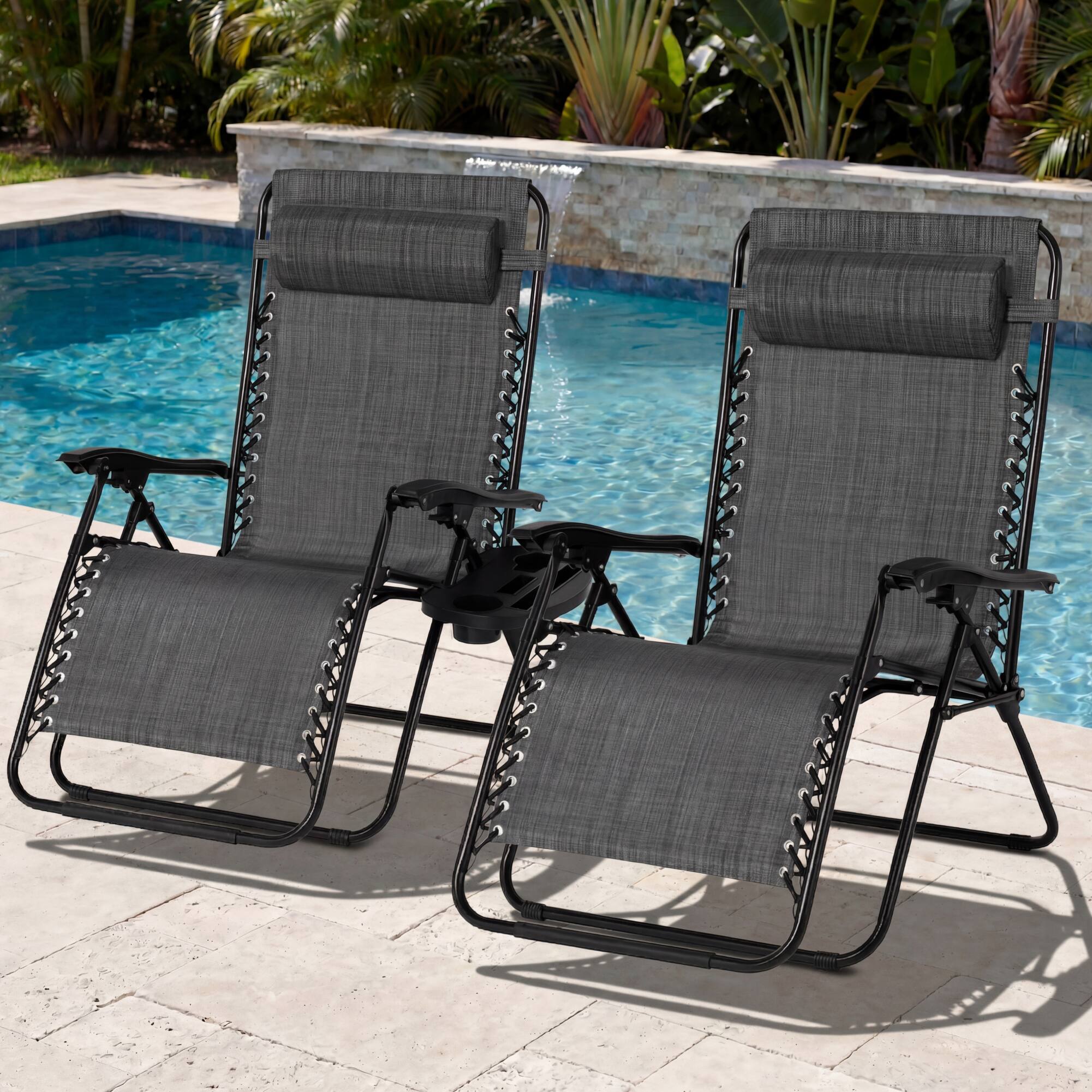 Alt View 3. Best Choice Products - Best Choice Products Set of 2 Extra Wide Zero Gravity Lounge Chair Recliners w/ Cup Holder - Gray - Gray.