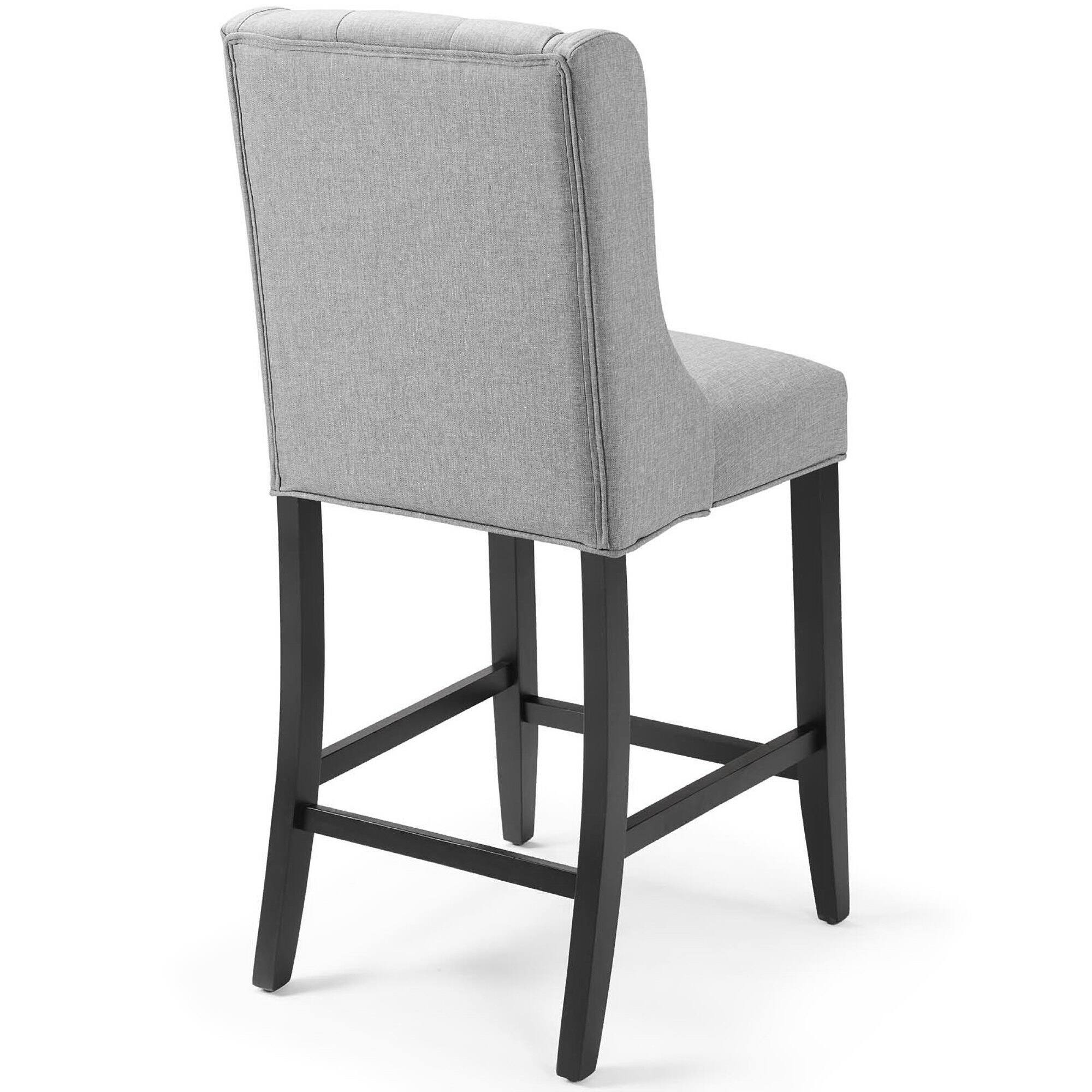 Left. Modway - Baronet Tufted Button Upholstered Fabric Counter Stool by Modway - Gray.