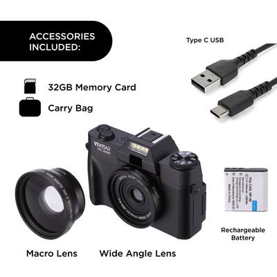 CAMERA　MART Vivitar VECXX101 4K Digital Camera Black VECXX101-BLK-STK-4