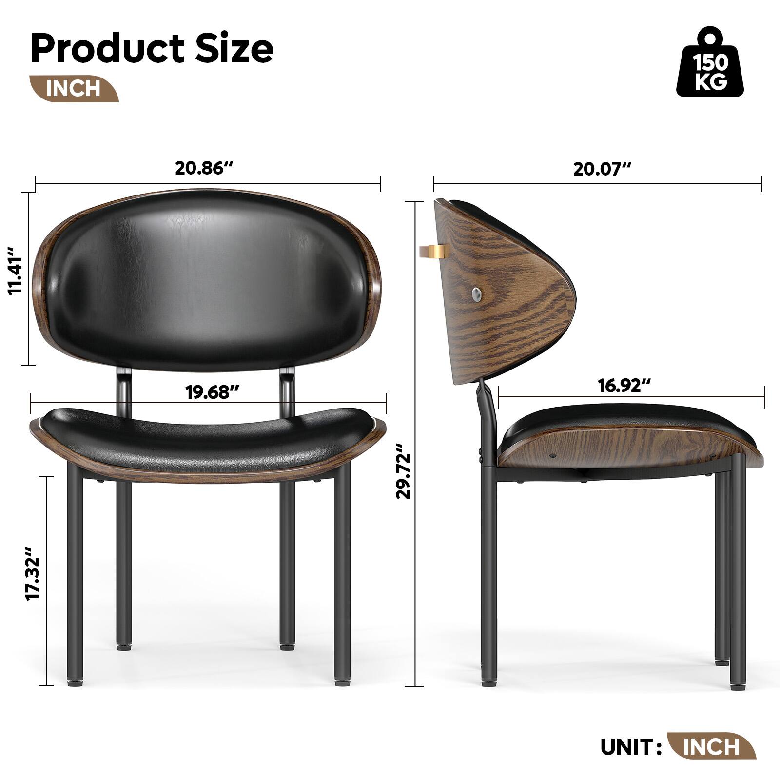 Product Size INCH 150 KG 20.86" 20.07" 11.41" 19.68" 16.92" 17.32" 29.72" UNIT: INCH