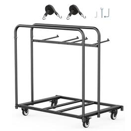 LOVMOR - Folding Chair Rack Cart with Casters for 5 Tables and 14 Chairs, 400-Lb Capacity - Black