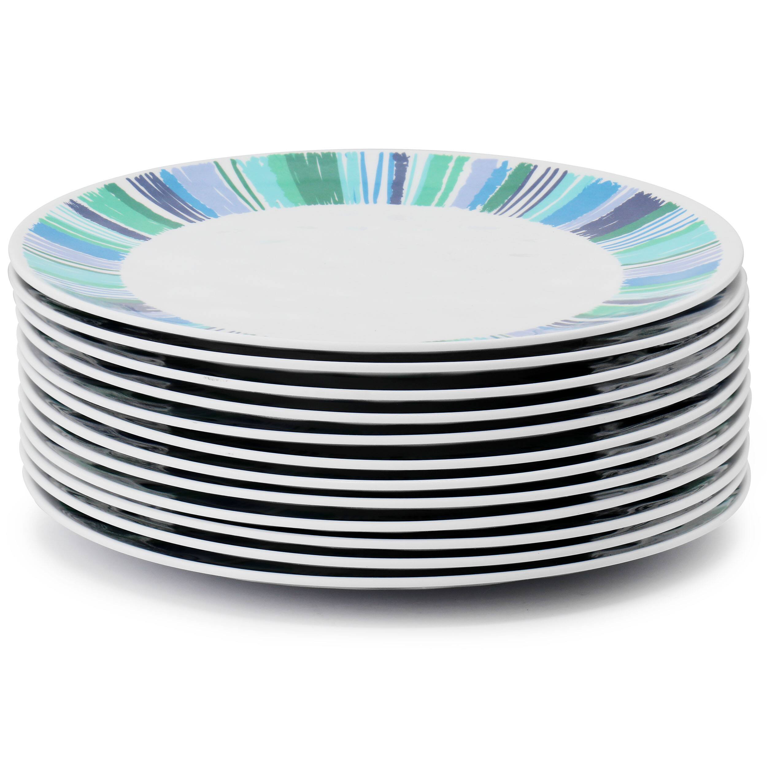 Alt View 1. Gibson - Gibson Home Tropical Sway Orleans 12 Piece 9 Inch Melamine Dessert Plate Set in Blue - Blue.