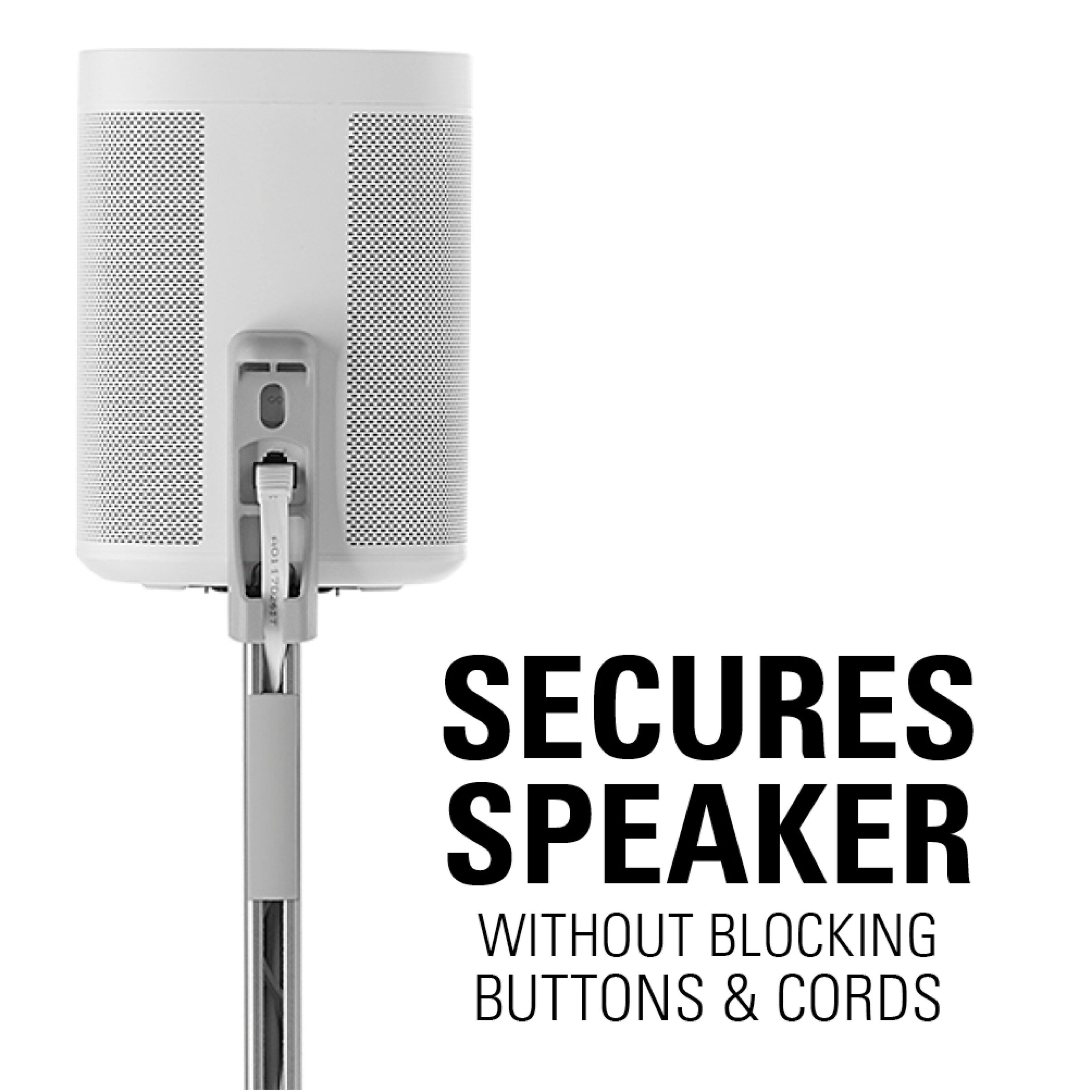 Secures Speaker Without Blocking Buttons & Cords