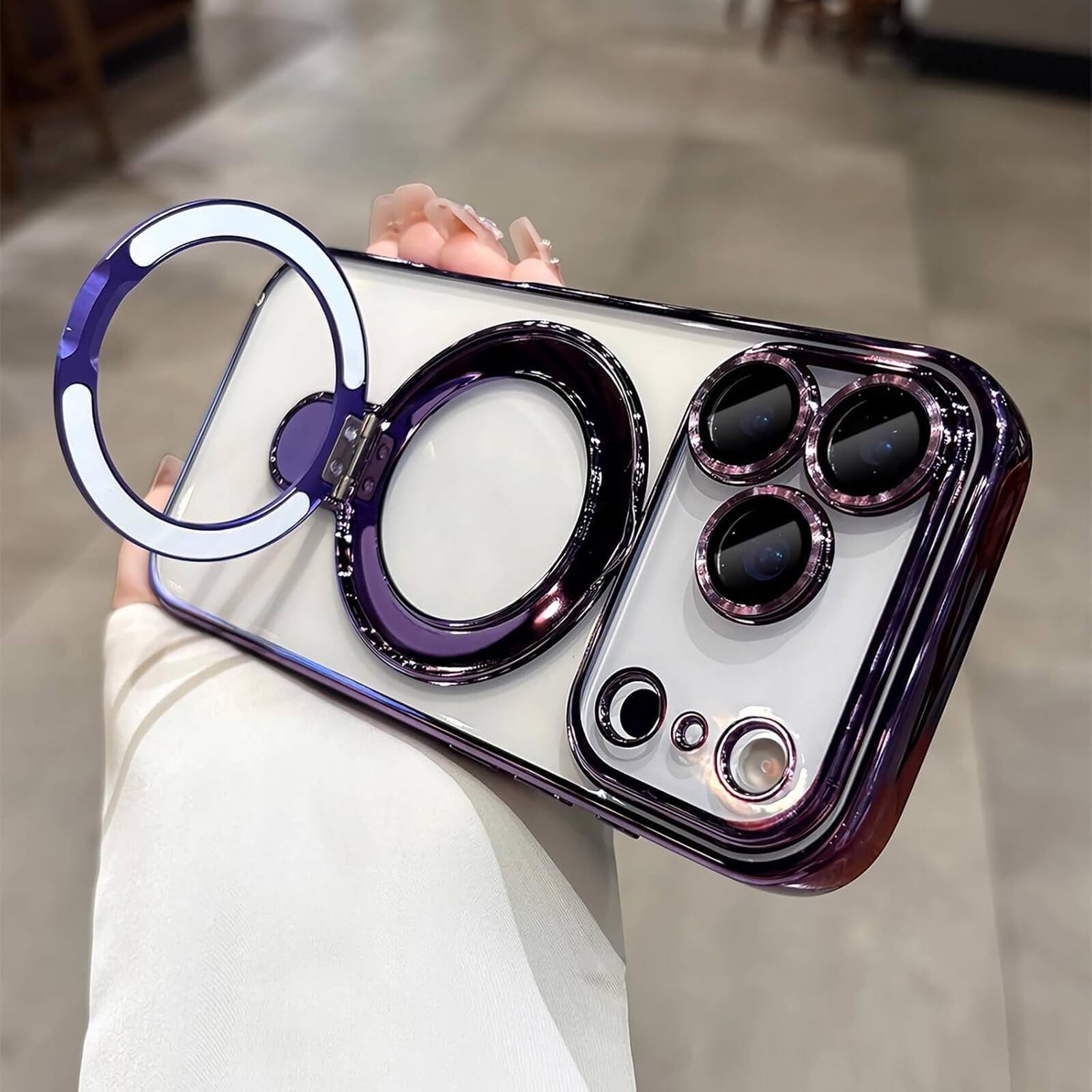 Alt View 1. UUCOVER - Magnetic Case for iPhone 18 Pro Max,Shockproof TPU+PC Clear Case Ring Stand Compatible with MagSafe Camera Lens Cover - Darkpurple.