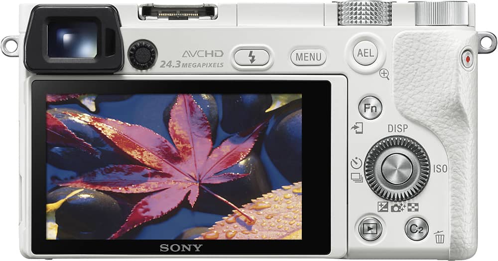 Back. Sony - Alpha a6000 Mirrorless Camera with 16-50mm Lens - White.