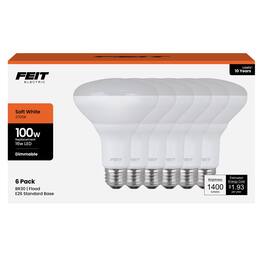 FEIT ELECTRIC - Feit BR30 E26 (Medium) LED Bulb Soft White 100 Watt Equivalence 6 pk