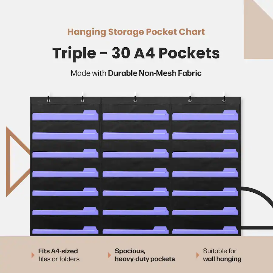 Dapper Styles Heavy Duty Storage Pocket Chart For Classroom 30