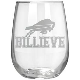 Great American Products - Buffalo Bills Etched 17oz. Rally Cry Stemless Wine Glass - Multicolor